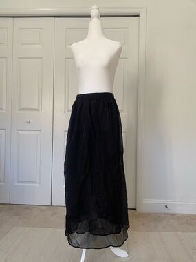 Brand New Zara Black Sheer Layered Maxi Skirt